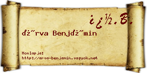 Árva Benjámin névjegykártya