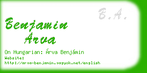 benjamin arva business card