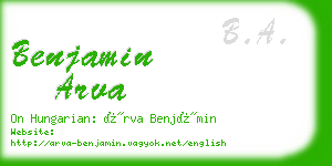 benjamin arva business card